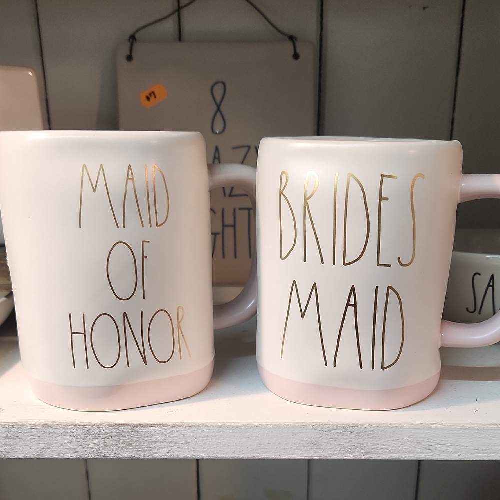 Bridesmaid and Maid of Honor Mugs - Gold and White